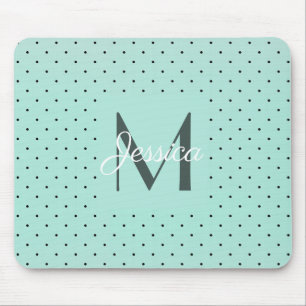 Mousepad Bolinhas Teal Moderna e Monograma