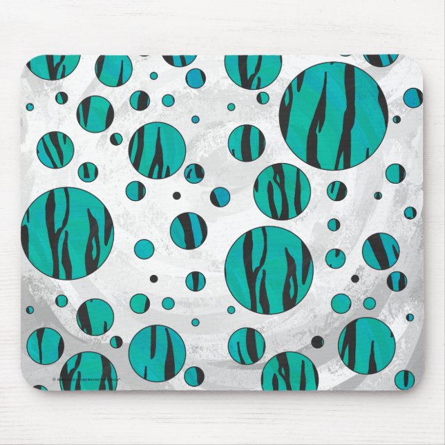 Mousepad Bolinhas Tigre Impressão Preto e Teal (Frente)