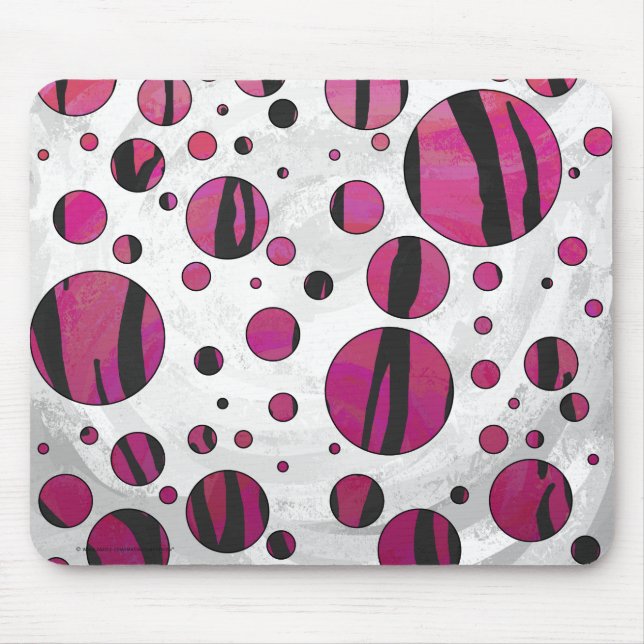 Mousepad Bolinhas Tigre Quente, Rosa e Impressão Preto (Frente)