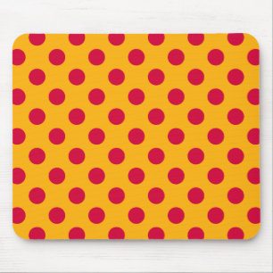 Mousepad bolinhas vermelhas em amarelo