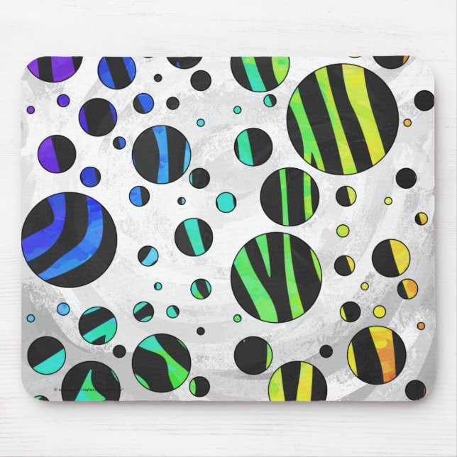 Mousepad Bolinhas Zebra Black and Rainbow Impressão (Frente)