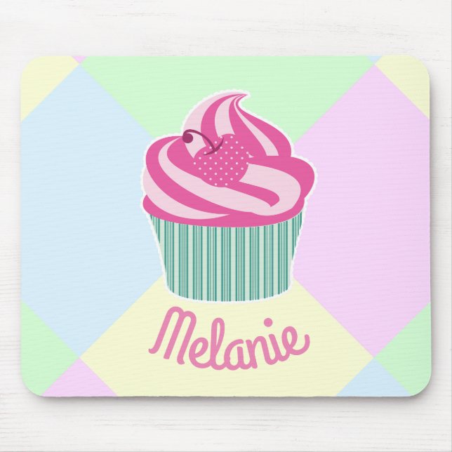 Mousepad Bolo de Aniversário Cor-de-Rosa Personalizado Past (Frente)