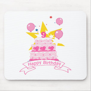 Mousepad Bolo de aniversário da criança de 9 anos