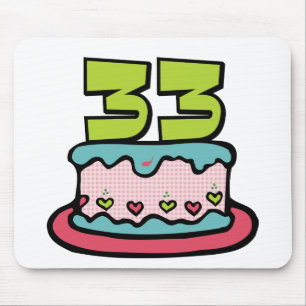 Mousepad Bolo de aniversário das pessoas de 33 anos