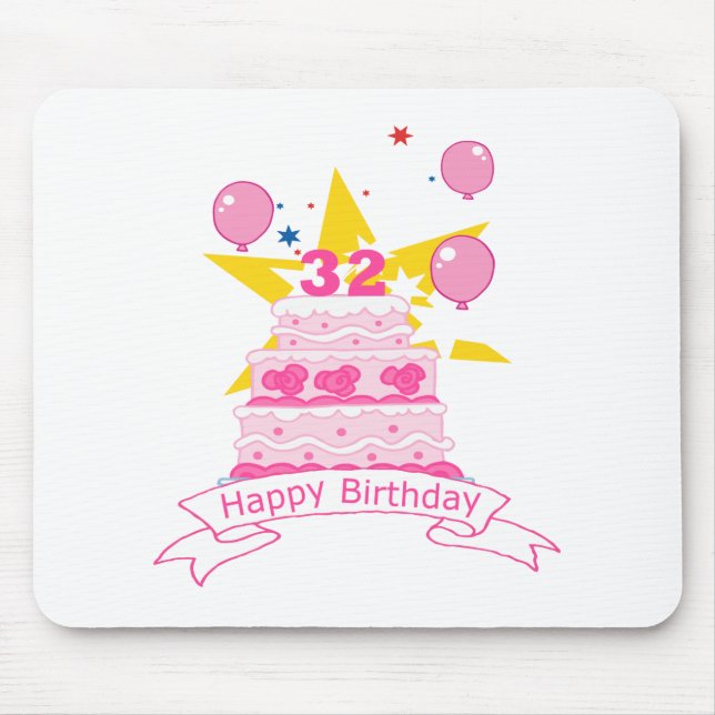 Mousepad Bolo de aniversário de 32 anos (Frente)