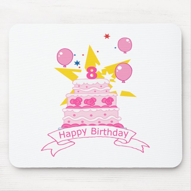 Mousepad Bolo de aniversário de 8 anos (Frente)