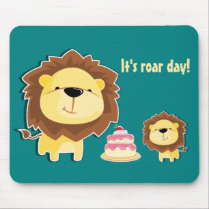 Mousepad Bolo de aniversário de criança de leão giro par