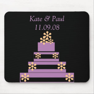 Mousepad Bolo de casamento preto e roxo