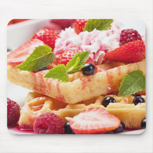 Mousepad Bolo do Waffle com fruta de baga fresca (Frente)
