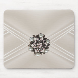 Mousepad Bolsa de Pérola Bege de Seda Elegante Jóia