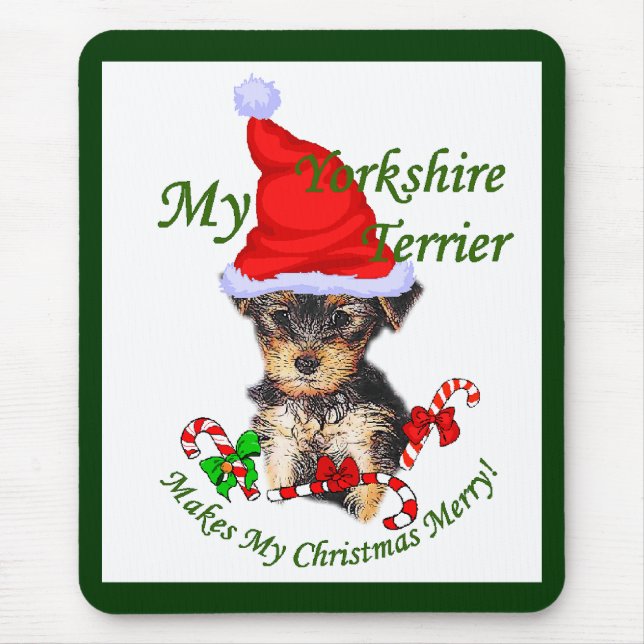 Mousepad Bolsas de Natal de Yorkshire Terrier (Frente)