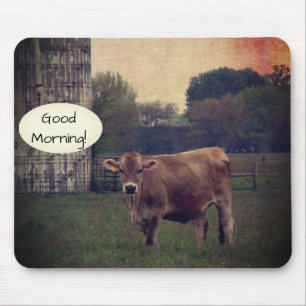 Mousepad Bom dia da sua Fazenda de Vaca de Jersey