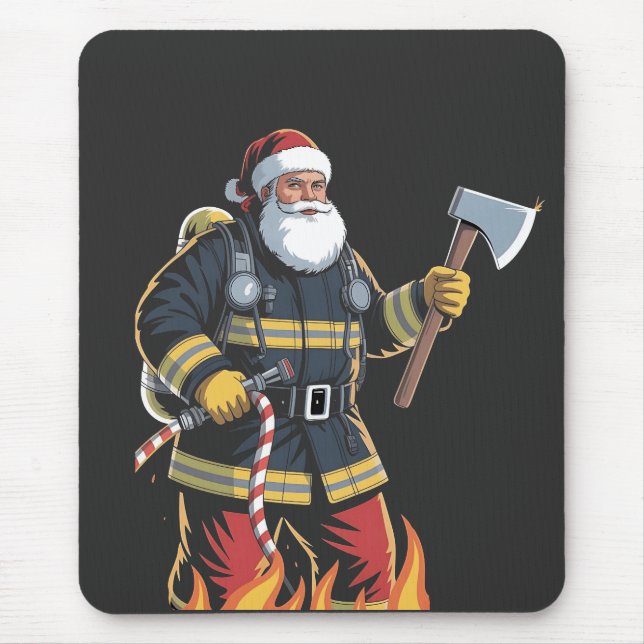 Mousepad Bombeiro Caminhão de Bombeiros Árvore de Natal Pap (Frente)