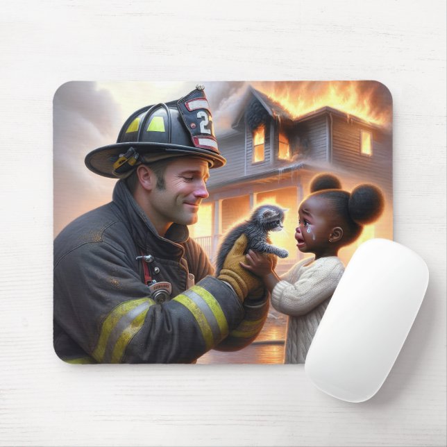Mousepad Bombeiro Heroico com Kitten (Com mouse)