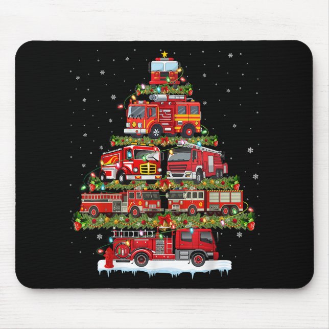 Mousepad Bombeiro Luz Bombeiro Caminhão de Fogo Natal (Frente)