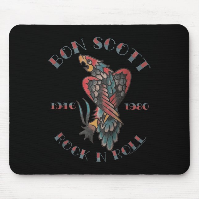 Mousepad Bon Scott Rock N Roll Tatto 1946-1980 (Frente)