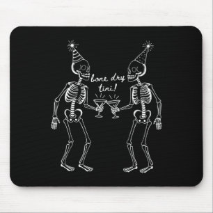 Mousepad Bone Dry Tini Skeleton Bebendo Martini Tail Hallo