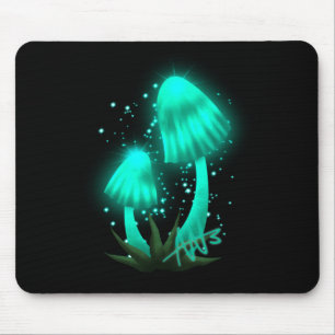 Mousepad Boné Pixie Psicodélico Brilhando Cogumelo Ciano