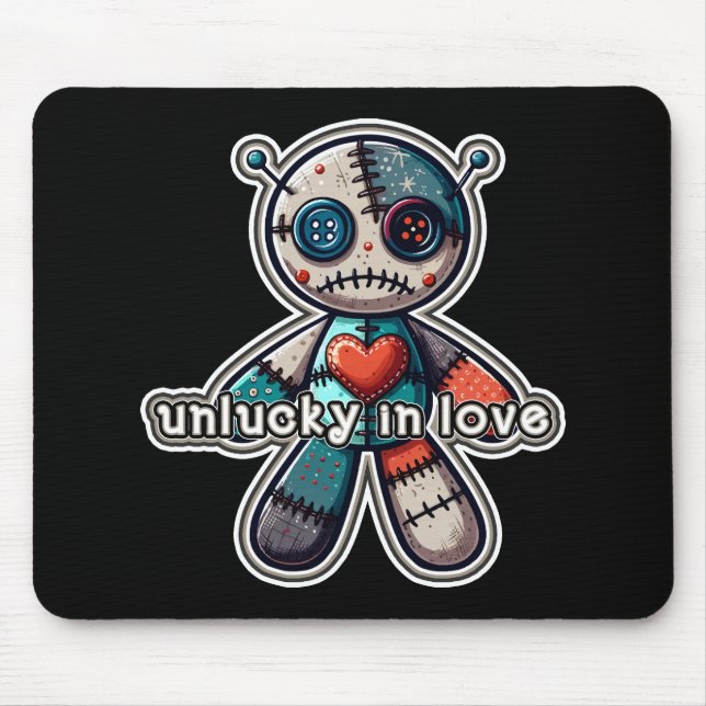 Mousepad Boneca de VODOO Triste Urso AZARADO no AMOR (Frente)