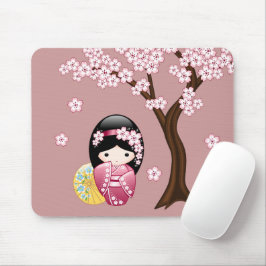 Mousepad Boneca Kokeshi da Primavera - Geisha Japonesa Fofa