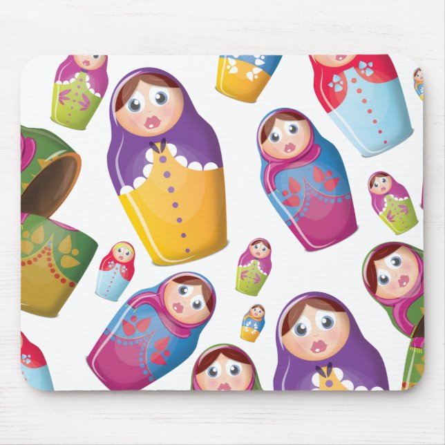 Mousepad Boneca Matryoshka - Padrão de Bonecas Aninhadas Ru (Frente)