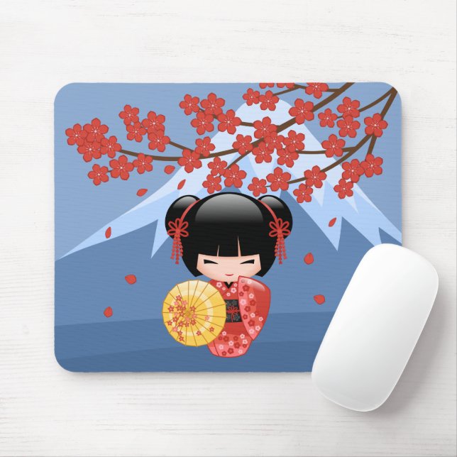Mousepad Boneca Red Sakura Kokeshi - Garota Gisha Bonita (Com mouse)