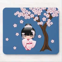 Mousepad Boneca White Kimono Kokeshi - Garota Gisha Bonita