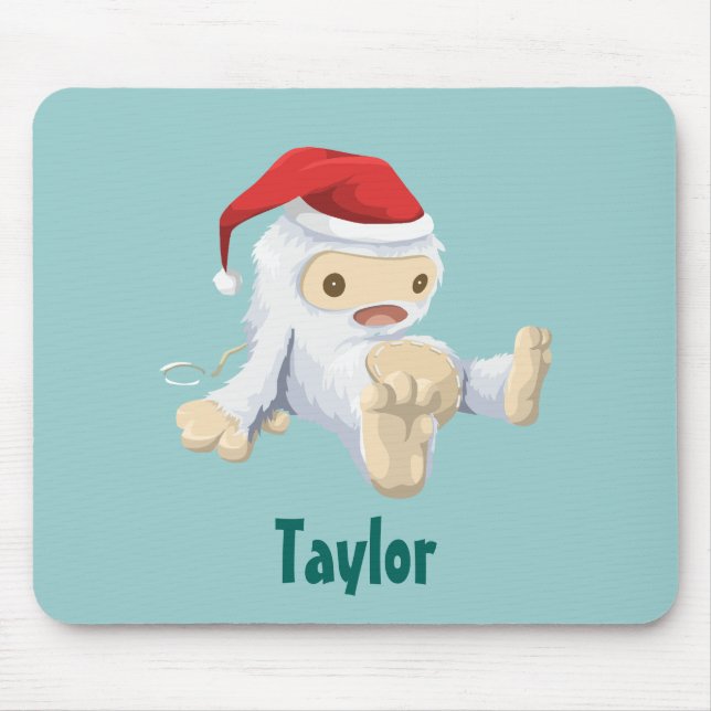 Mousepad Boneca Yeti de Natal personalizada em Santa Hat (Frente)