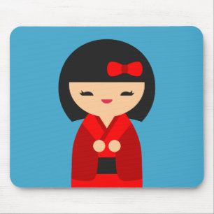 Mousepad Bonecas japonesas Red Kokeshi