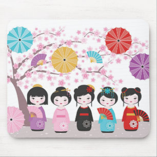 Mousepad Bonecas Kokeshi Japonesas