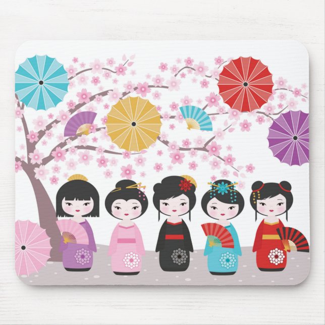 Mousepad Bonecas Kokeshi Japonesas (Frente)