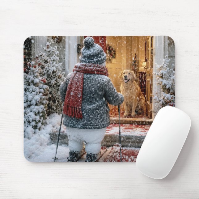 Mousepad Boneco de Neve de Natal de Esqui (Com mouse)