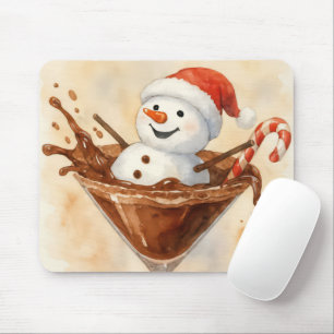 Mousepad Boneco de Neve de Natal em um Martini de Chocolate