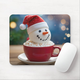 Mousepad Boneco de Neve de Natal no Chocolate Quente
