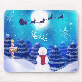 Mousepad Boneco de Neve de Natal Personalizado Feliz