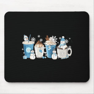 Mousepad Boneco de Neve Divertido Retro Café de Inverno C L