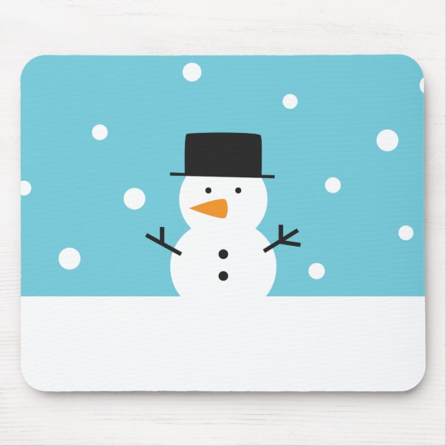 Mousepad Boneco de Neve Fofo em fundo de neve para o Natal (Frente)