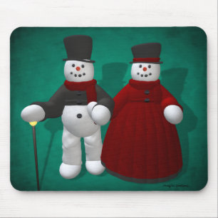 Mousepad Bonecos de neve do vintage: Senhor & senhora