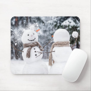 Mousepad Bonecos de Neve em uma Batalha de Bolas de Neve