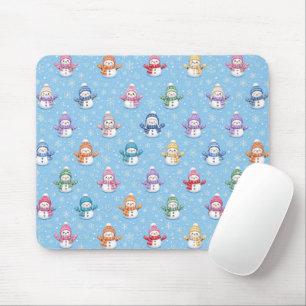 Mousepad Bonecos de Neve Fofos em Flocos de Neve
