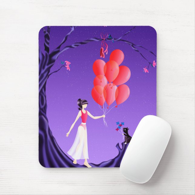 Mousepad Bonita Ballerina e Cat sunset Midnight tree (Com mouse)