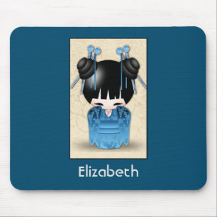 Mousepad Bonita Boneca Kokeshi Japonesa Personalizada