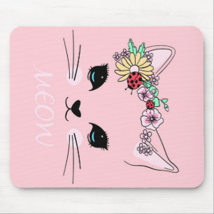 Mousepad Bonita Cabeça De Gato Meow, Presente De Gatinho,