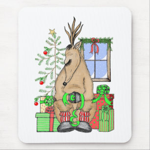 Mousepad Bonita caneca de Natal, Rena com Sono