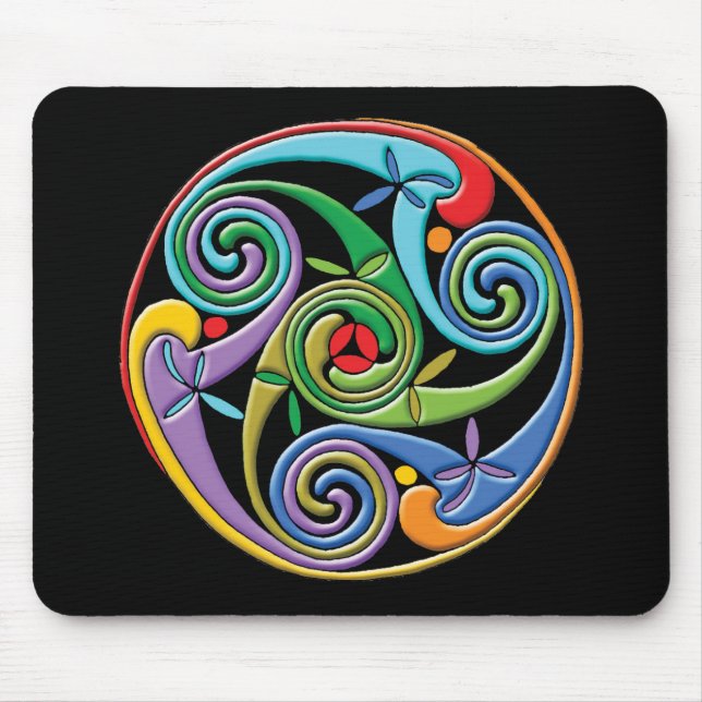 Mousepad Bonita Céltica Mandala com Cabras Coloridas (Frente)