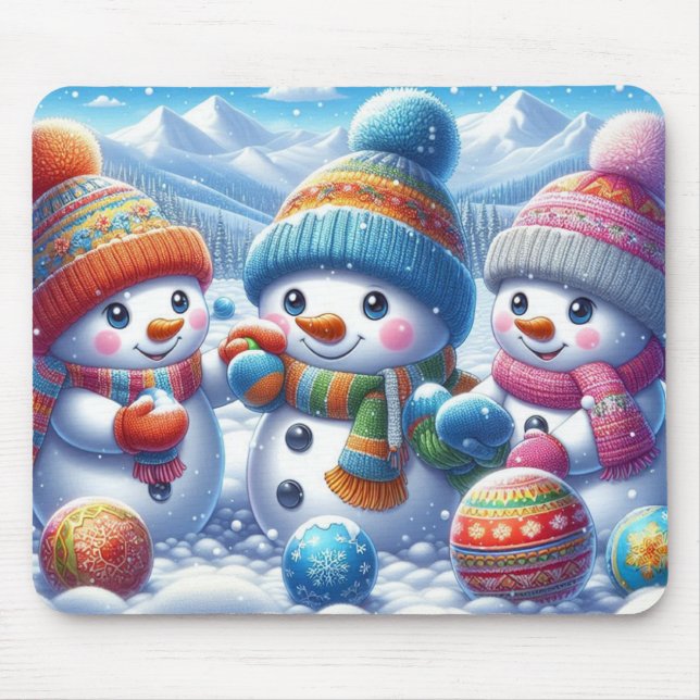 Mousepad Bonita Neve Jogadora de Boca de Inverno Presente (Frente)