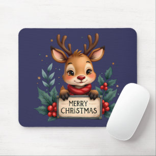 Mousepad Bonita Reindeja de Natal com Holly e Sinal