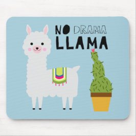 Mousepad Bonita Sem Drama Llama Cactus Sucultiva Azul Kawai