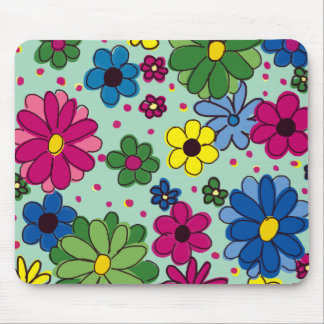 Mousepad Bonita, Verde Menina com Floral Colorida