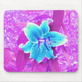 Mousepad Bonito Aqua Blue Stargazer Lily em Roxo
